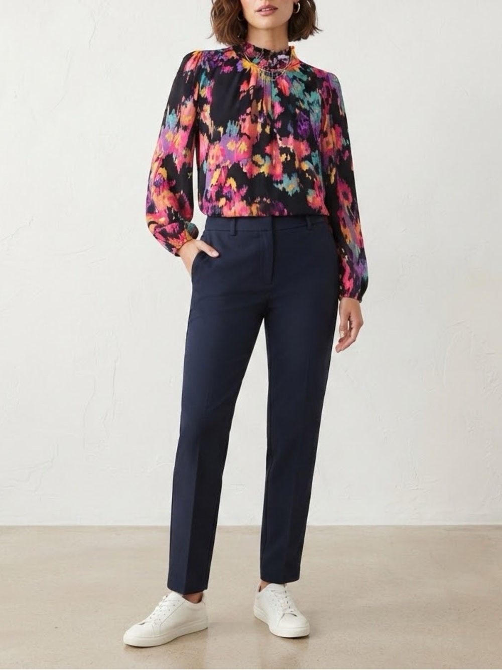 JODIFL Black Skirt with Bright Pink, Orange, Teal and Purple Print